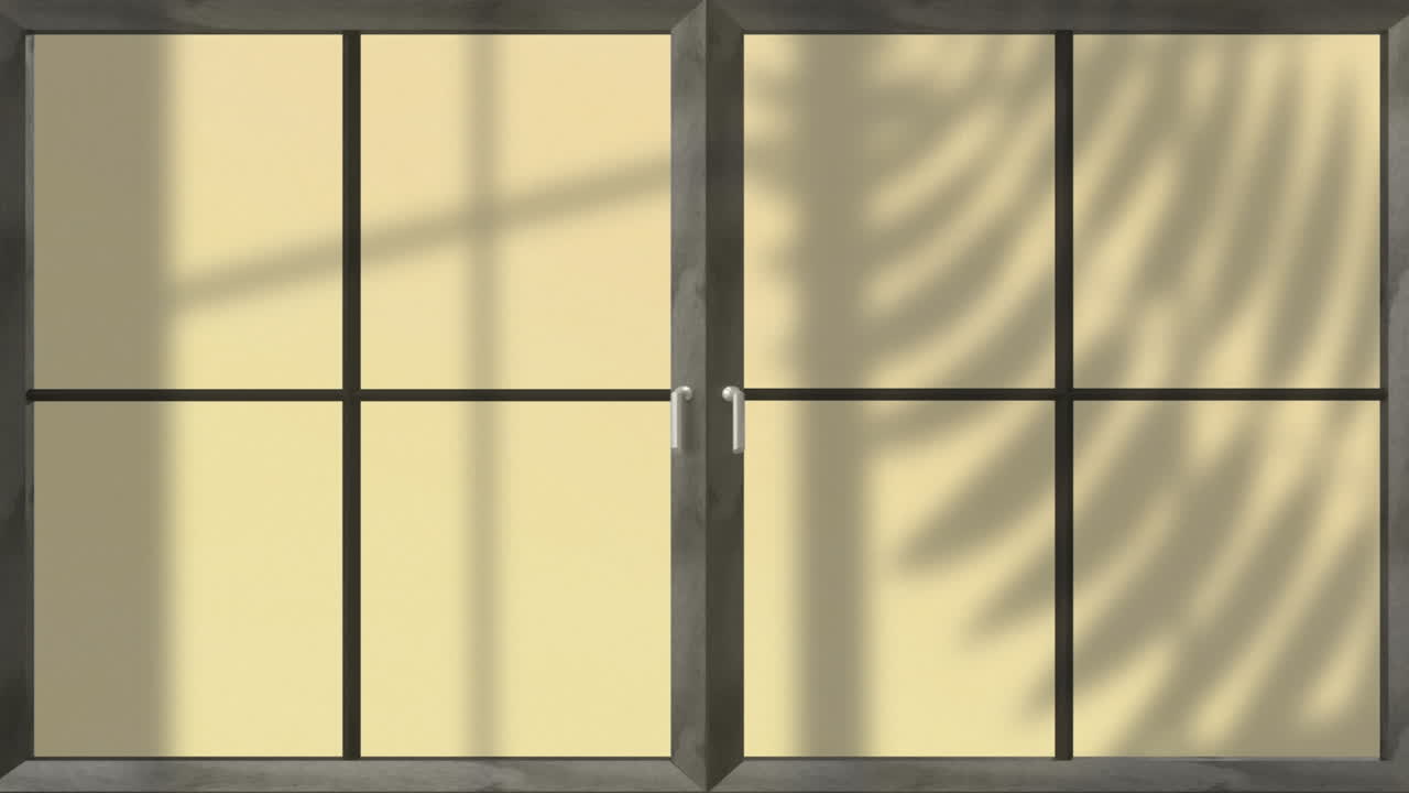 Animation of floral pattern with closed window on yellow background