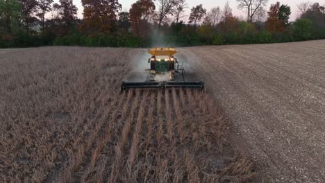 combine harvester in autumn