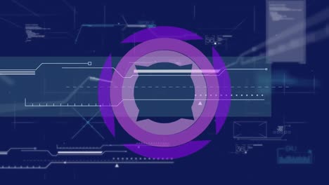 animation of scope scanning with data processing and network of connections