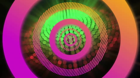 animation of pink circles over light spots on black background