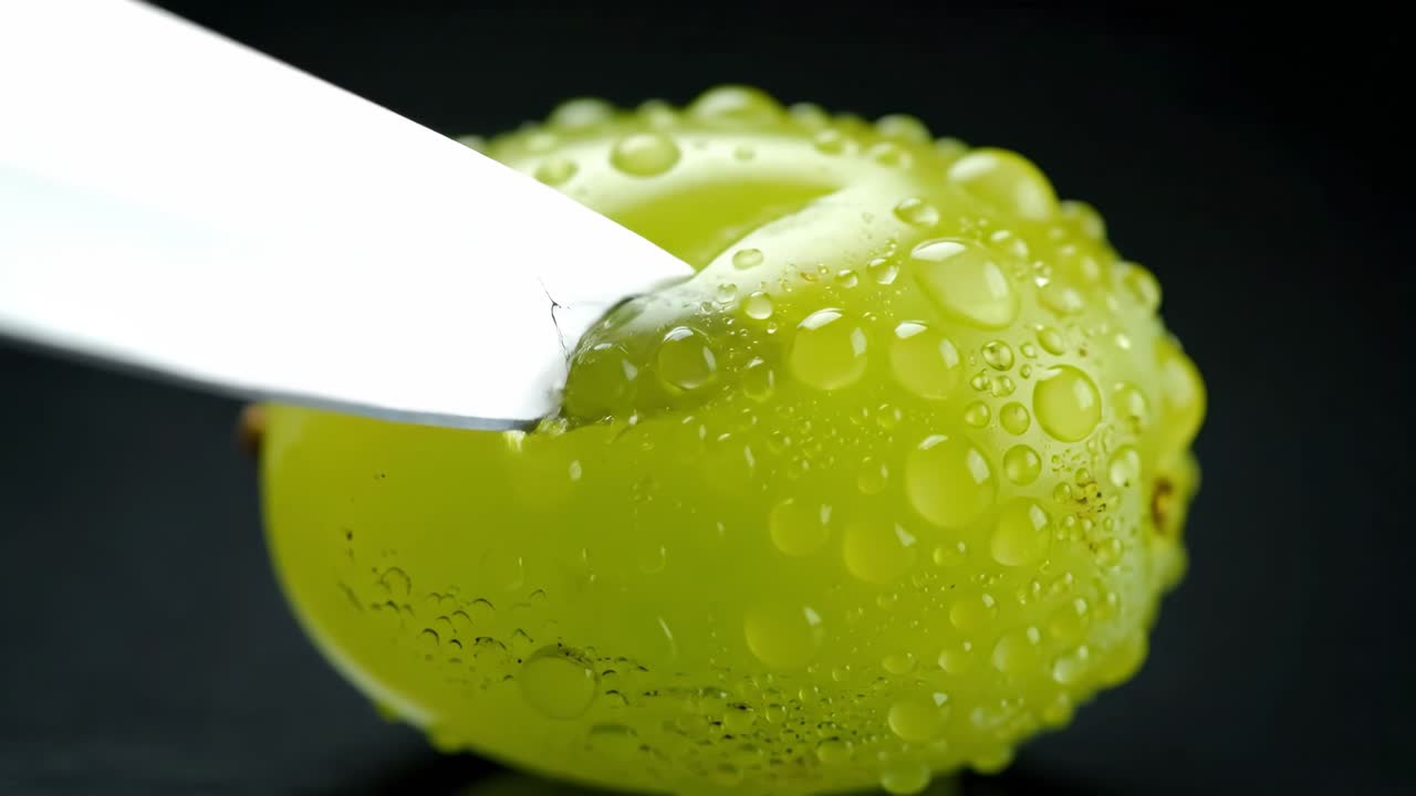 Grape being sliced