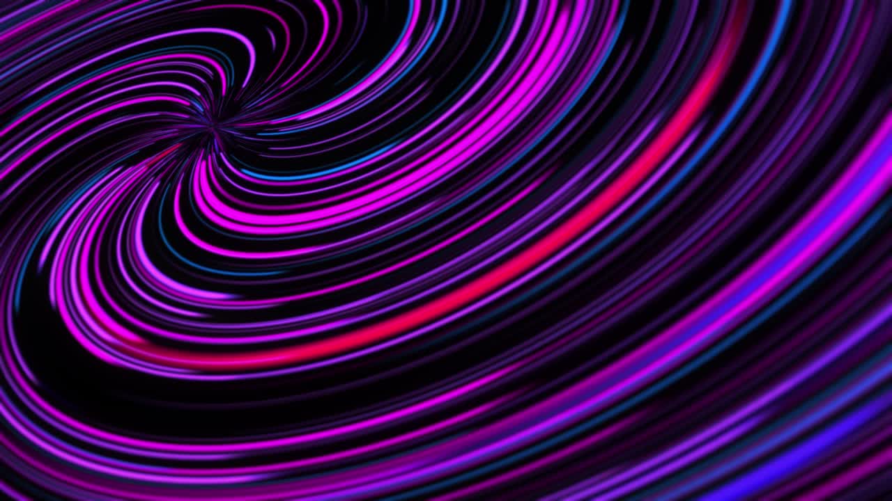Abstract neon animation of swirl lines. Retro style motion design background