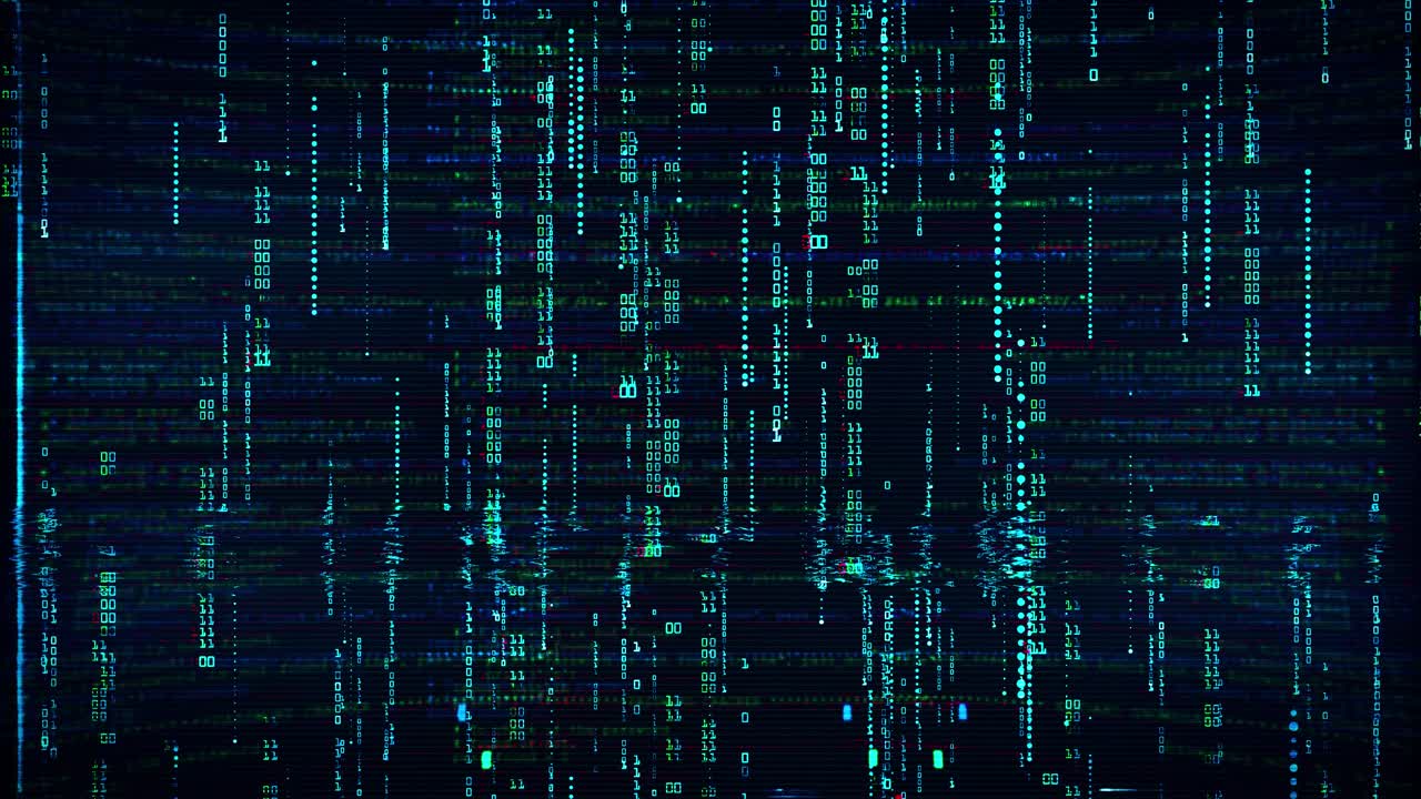 Computer Hacking Tech Background with Digital Code, Hacker Interface, and Glitch Effects