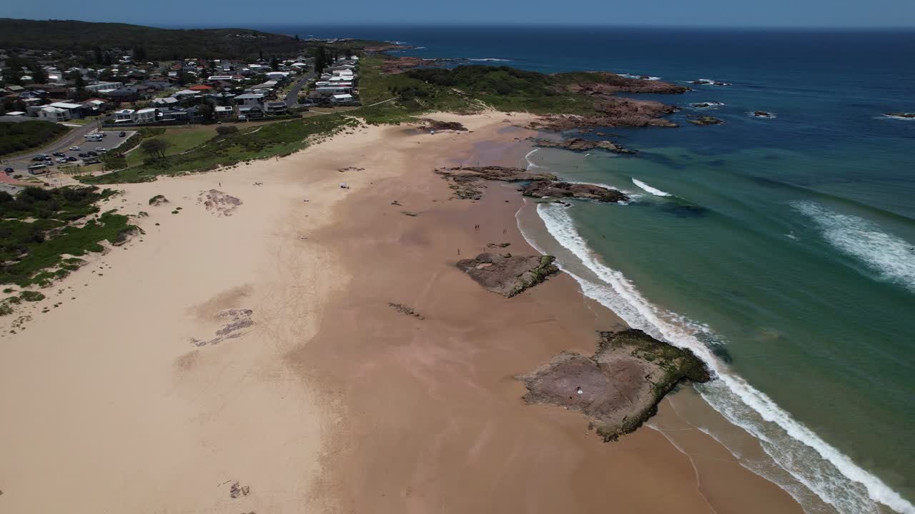 Stockton Sand Dunes And Birubi Beach, Anna Bay, NSW, Australia - Aerial Shot