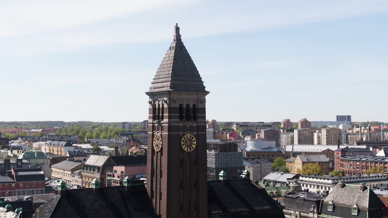 Norrkoping's City Hall exterior facade aerial view at Norrköping, Sweden