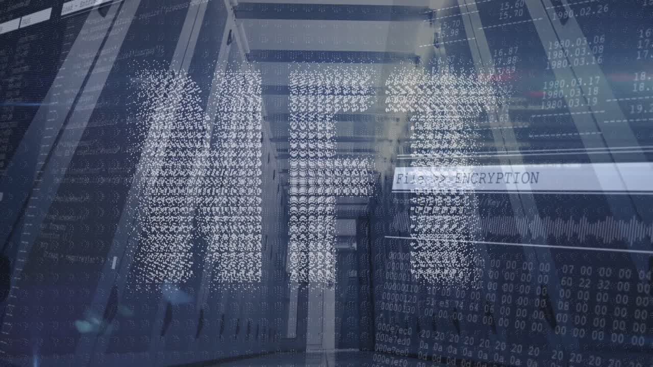 Animation of nft text banner and data processing against computer server