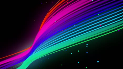 multi-colored neon lines sway in the air, smoothly oscillation and wave. lines color changes cyclically form running lights. 3d abstract looped 4k background, luma matte as alpha channel