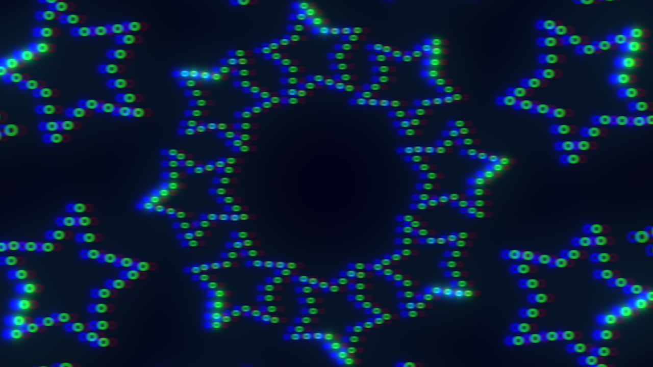검은 바탕에 있는 파란 점들의 대칭적인 패턴
