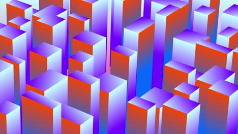 3d animation cubes motion graphics movement wiggle shapes retro gradient colour visual effect background up down 4k orange purple