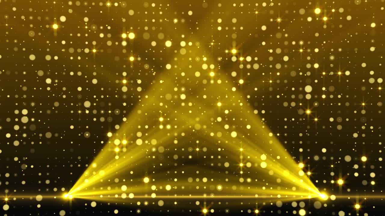 Shining golden floor particles stars dust light spot flashing luxury awards party stage background