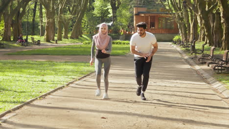 couple jogging in a park