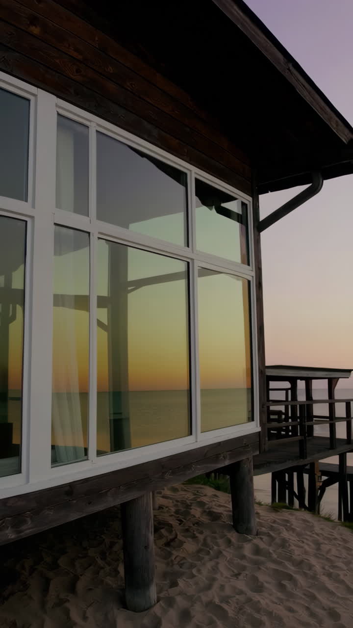 Wooden Beach House at Sunset