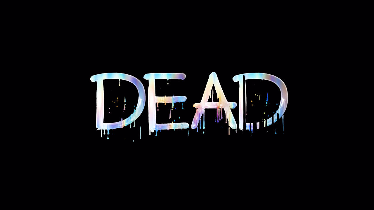 Colorful Dripping Text 'DEAD' Appearing on Black Background