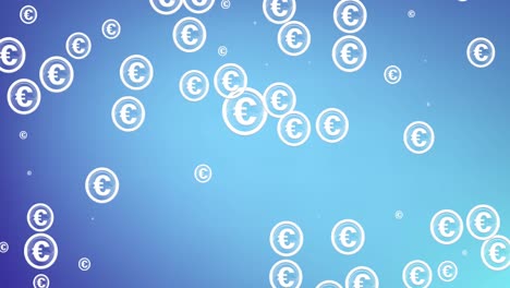 animation of euro currency signs pulsating on blue background