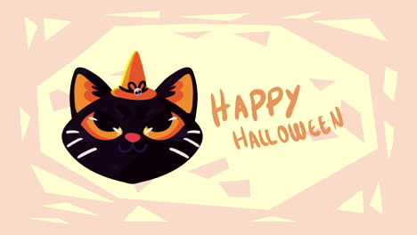 felicità celebrazione di halloween lettering animazione