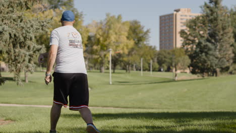 Disc-Golf-Tee-Shot-on-Discgolf-Course