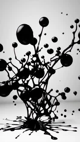 dynamic black liquid splatter and droplets