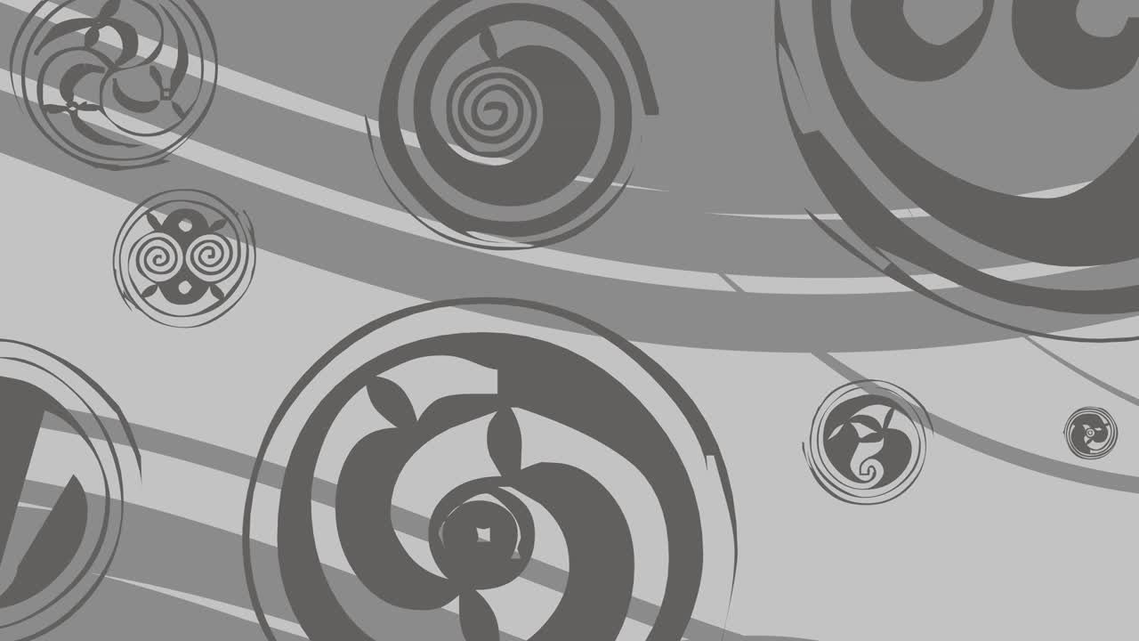 2d 애니메이션, 원, 점 및 소용돌이와 함께 스크롤 갈색 배경