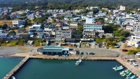 osatsu port, aerial view of fishing village in toba, mie japan