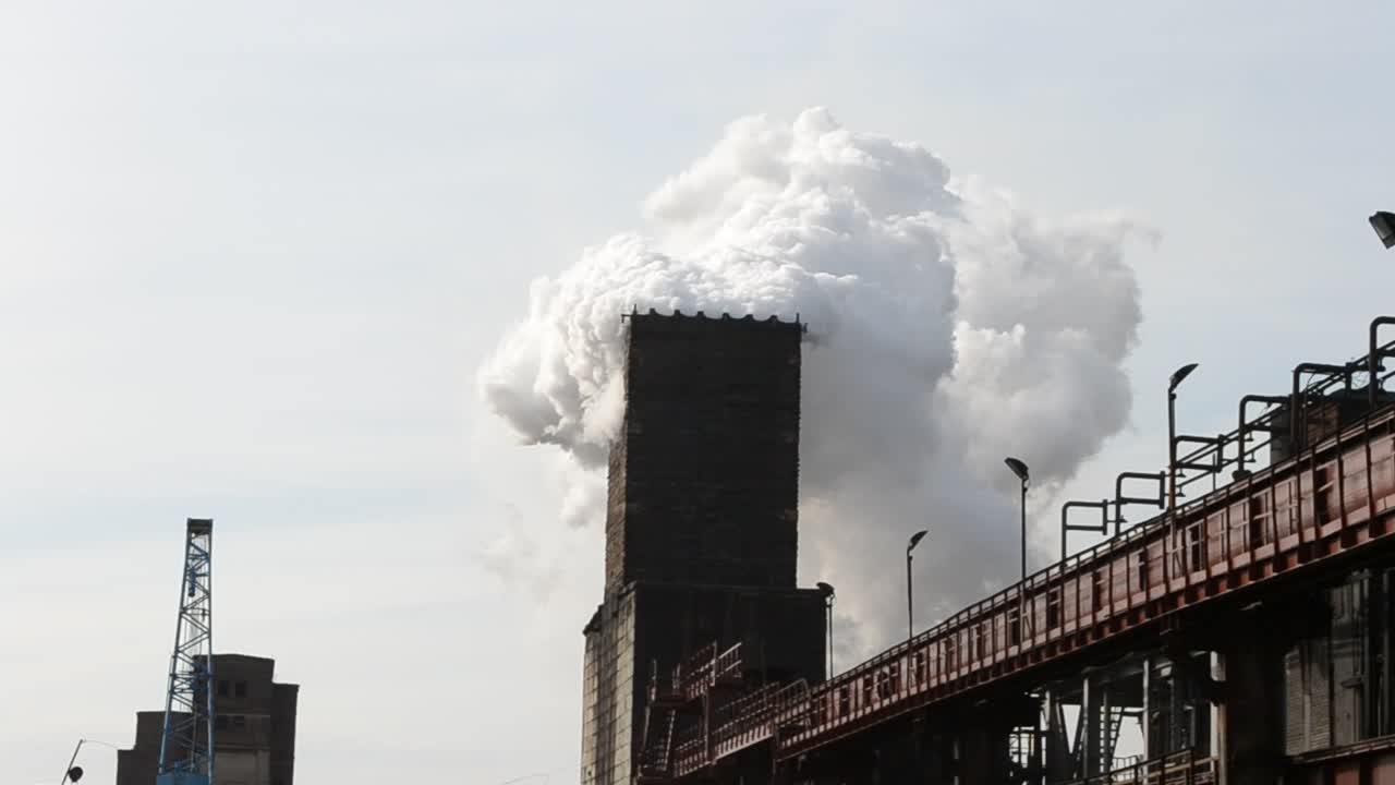Impianto industriale con fumo