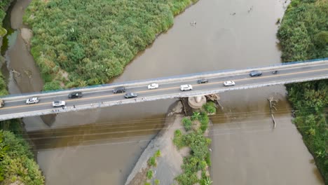 hermosa vista aérea cinematográfica del río tarcoles y sus cocodrilos en costa rica