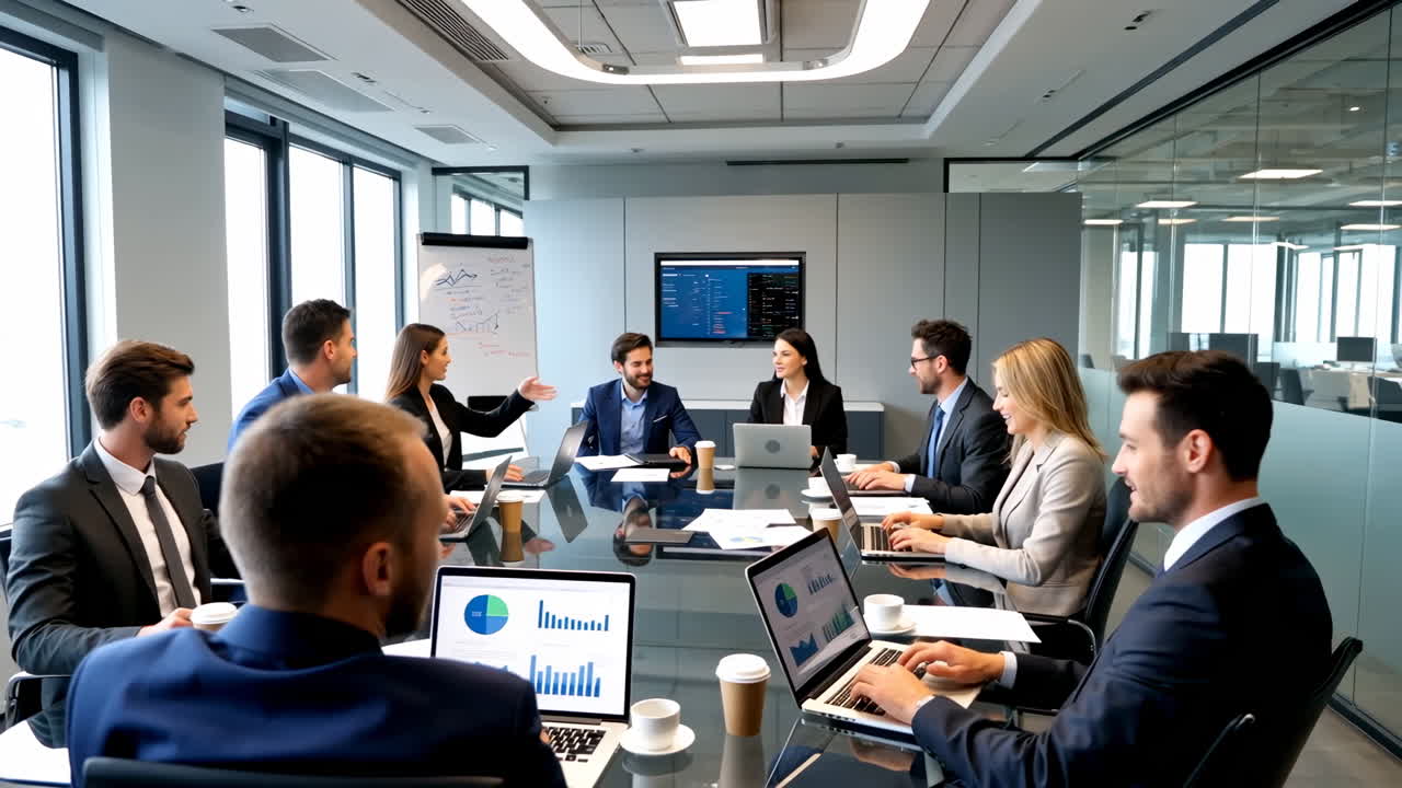 Business Meeting in a Modern Conference Room