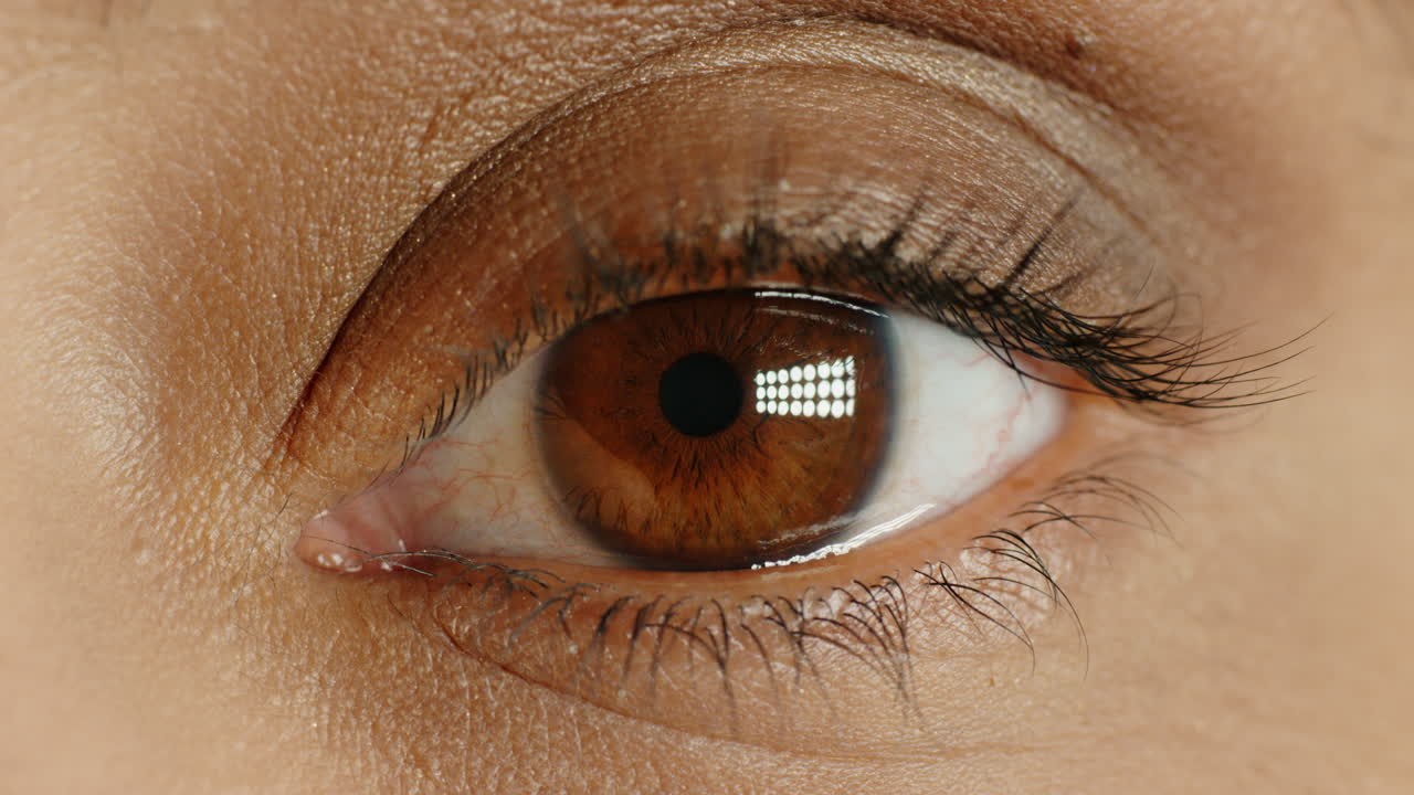 close up macro brown eye blinking natural human beauty healthy eyesight concept