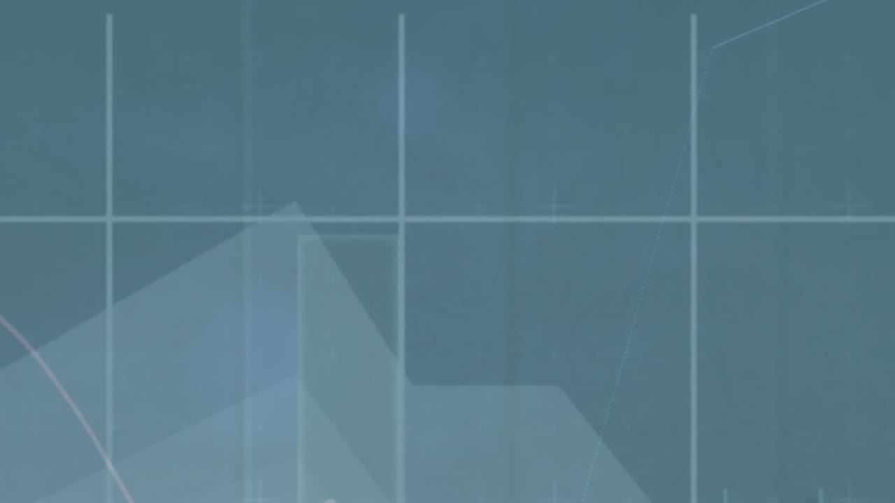 회색 배경에 대한 그리드 네트워크를 통해 통계 데이터 처리의 애니메이션