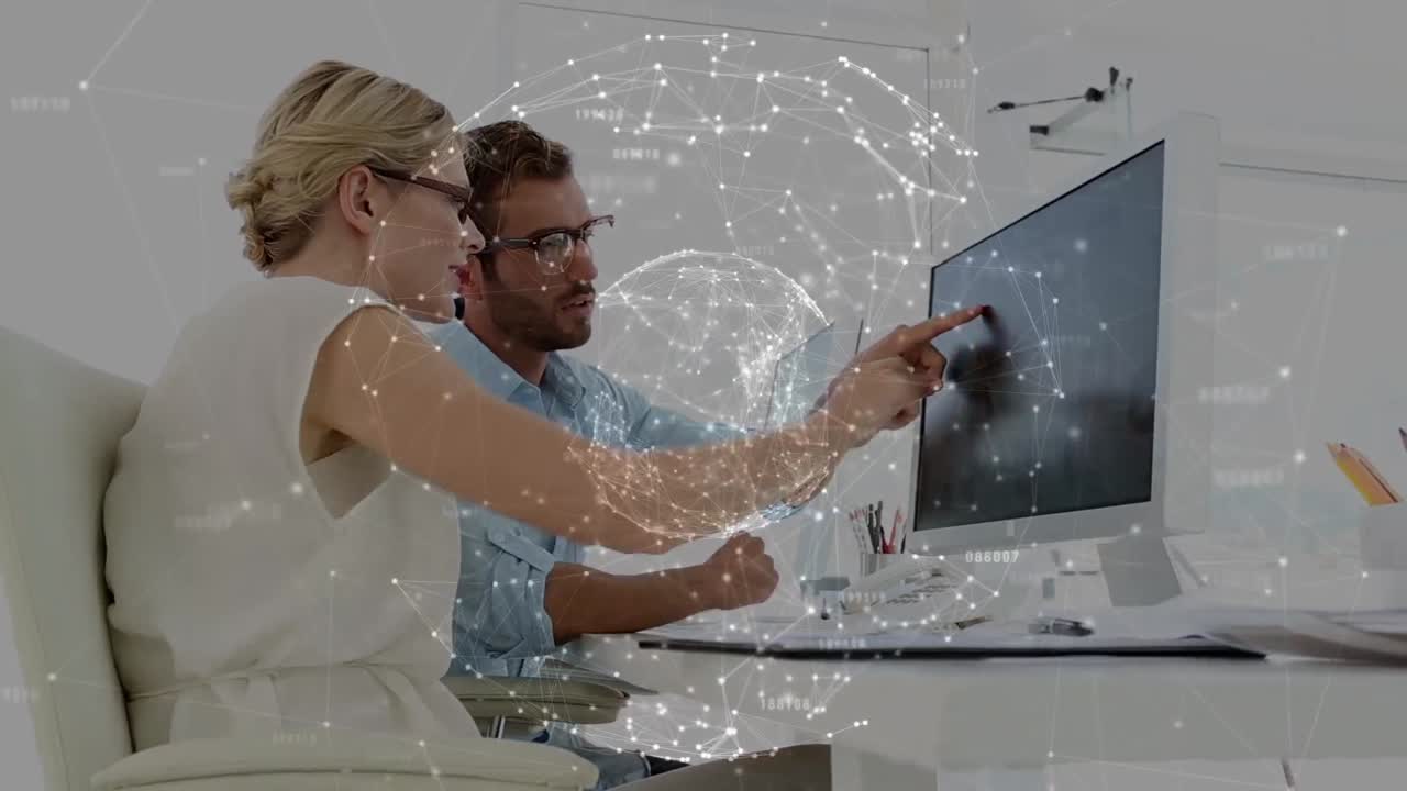 animación de la red de conexiones y el mundo sobre diversas personas de negocios