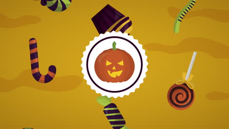 happy halloween celebration with pumpkin and candies