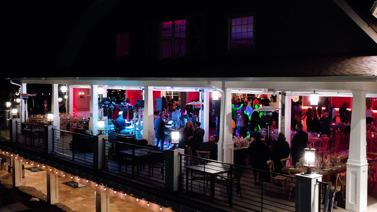 Luxury night celebration of special occasion in aerial view