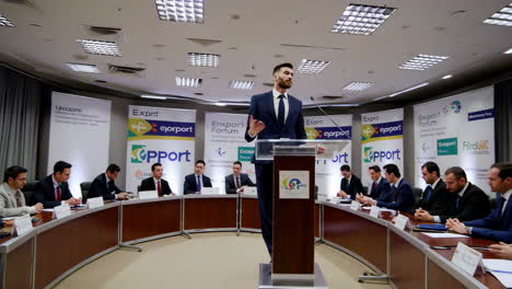 man giving a presentation at a business conference
