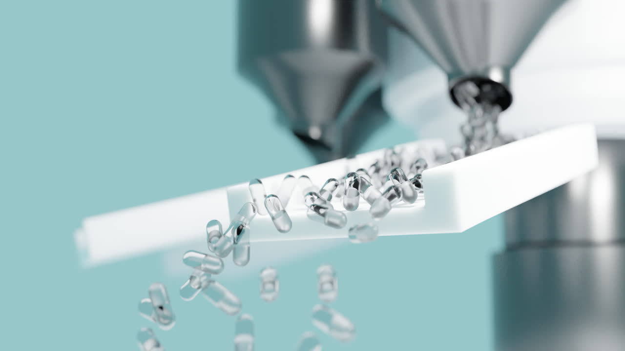 바이러스 및 질병 돌리를 치료하기 위한 치료법으로 약리학 및 바이러스학 연구실의 과학 의료 장비에 대한 새로운 미래형 약물 시험 약 알약 캡슐