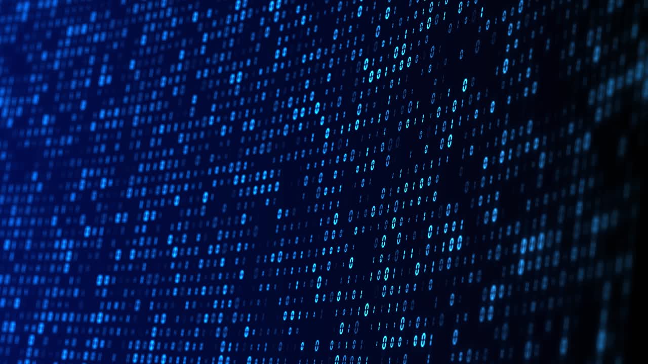 Digital Data Stream Binary Code Matrix Loop Background With Numbers Moving On Screen.