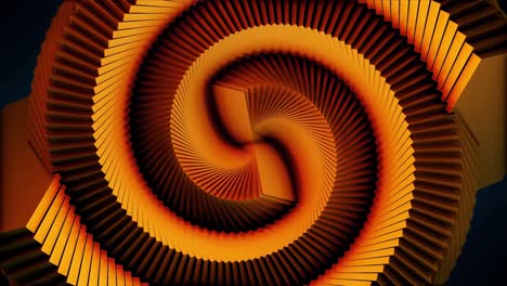 abstract geometric spiral pattern in orange and black