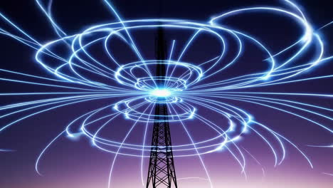 communication tower emitting electromagnetic waves