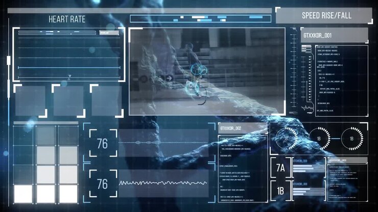 Digital interface against black background