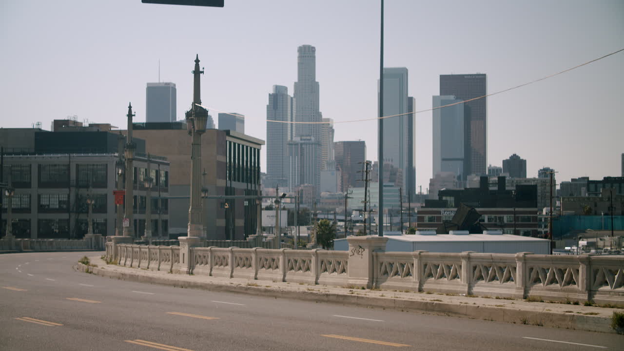 Urban skyline view from a bridge