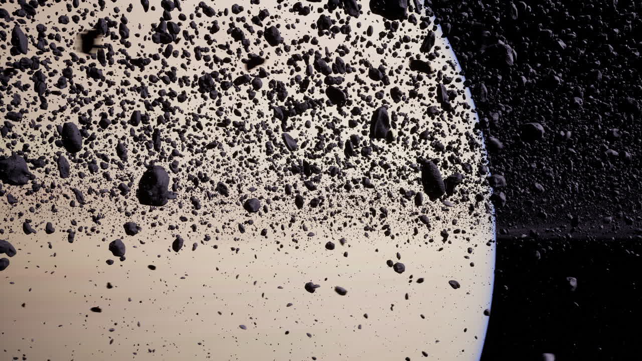 Floating asteroids and rings around saturn captured in space imagery