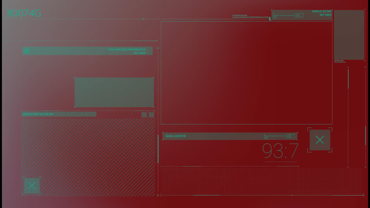 Animation of interface with data processing against red gradient background