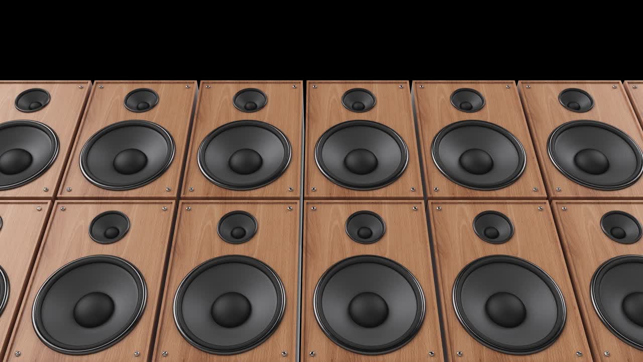 빈티지 캐비 스피커는 무대에서 음악을 연주합니다. 끝없는 루프.