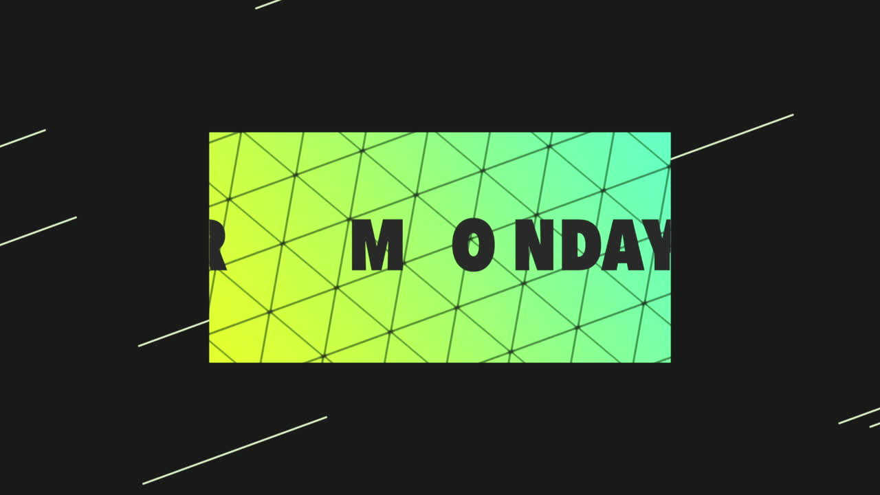 검은색 그라데이션에 선이 있는 녹색 삼각형 패턴이 있는 사이버 월요일