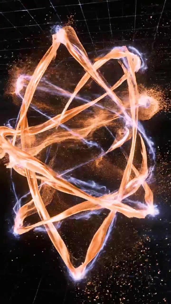 Abstract Glowing Particle Atom Structure Rotating in Space