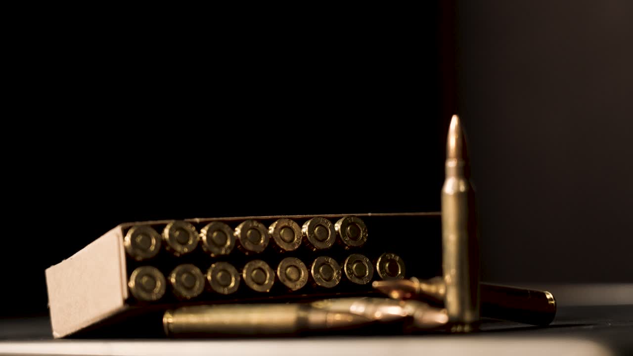Close-up of Ammunition Box and Bullets