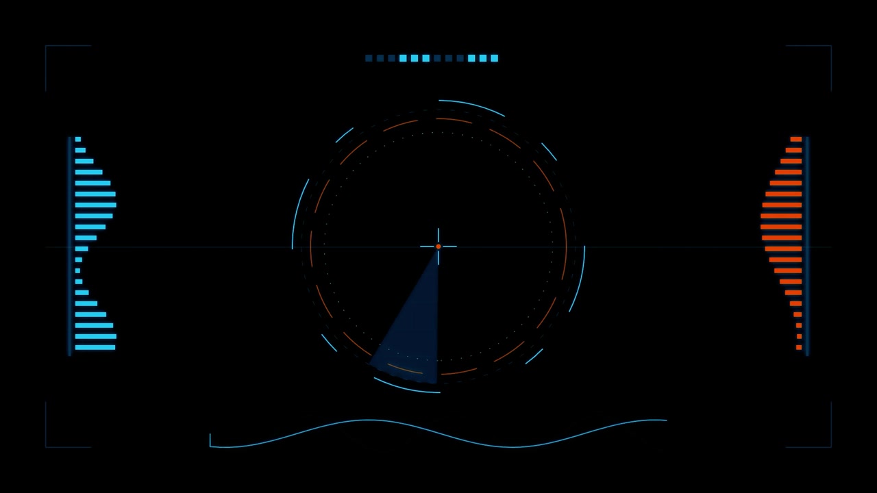 Interfaccia radar digitale con raggio di scansione rotante