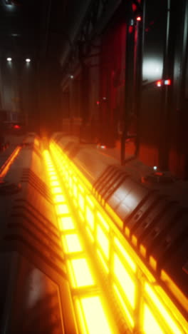 futuristic corridor with glowing orange lights