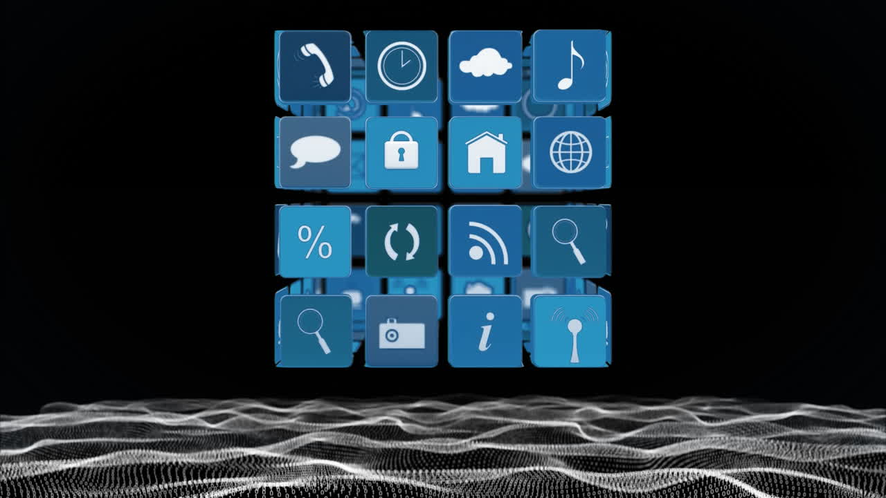 iconos de internet en un cubo