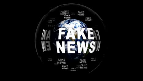 fake news text animation around the earth, with alpha channel, rendering, background, loop