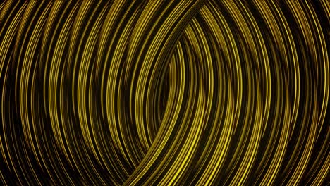 close up for abstract twisted golden chains moving slowly, seamless loop. animation. yellow hypnotic curved rings flowing endlessly