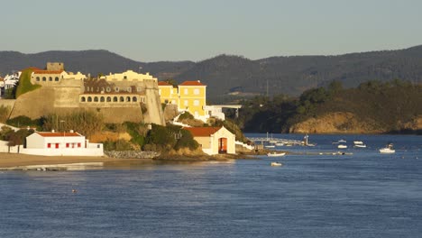 Vista-De-Vila-Nova-De-Milfontes-Beach-River-Mira,-En-Portugal